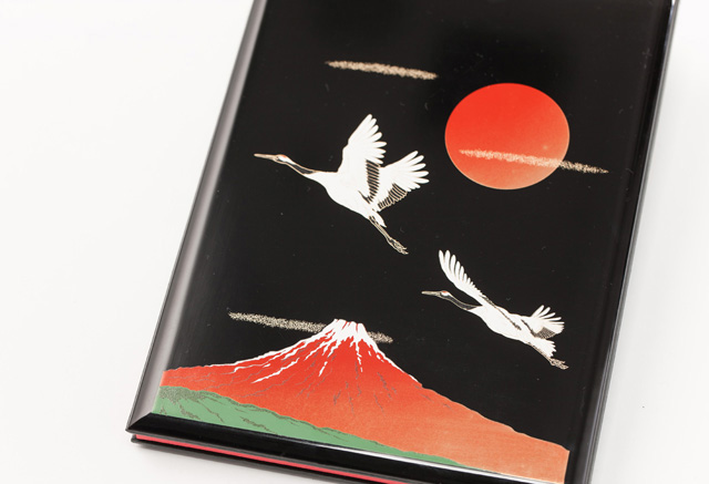 鶴と富士　ソープフラワー　一輪付き