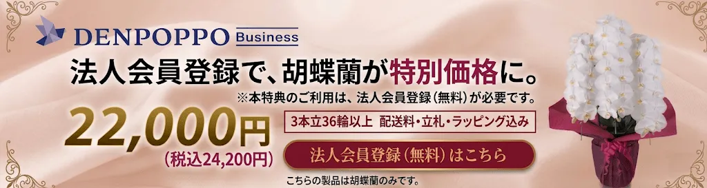法人会員登録で胡蝶蘭が特別価格に。法人会員登録(無料)はこちら