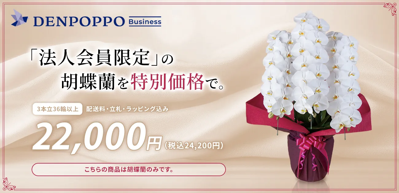 法人会員限定の胡蝶蘭を特別価格で。KDDIグループの法人向け電報サービス